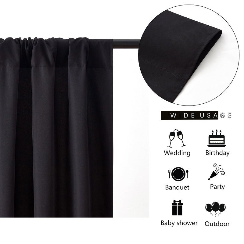 LuoluoHouse Backdrop Curtains Black Polyester Backdrop for Curtains 2 Packs 5ftx8ft Drape Halloween Curtain Fabric for Party Decoration - Image 3